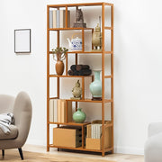 Tall Bookcase Free Standing Storage Shelving Open Wooden Bookshelf Room Divider