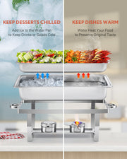 WILPREP 4 Pack Chafer Chafing Dish Set 9L Stainless Steel Bain Marie Food Warmer