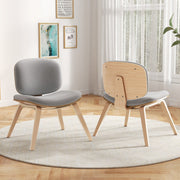 Modern Accent Chair Upholstered Side Chair with Curved Backrest-Natural