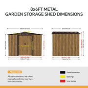 8 x 6ft Garden Shed Outdoor Storage Shed Waterproof with Foundation Kit, Vents