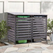 Double Wooden Wheelie Bin Store Outdoor Garden Storage Dustbin Shed