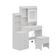 Dressing Table With 5 Drawers LED Mirror Set Makeup Desk Vanity Table Bedroom