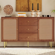 Large 150 cm Modern Rattan Sideboard 2 Door 3 Drawer Metal Legs for Living Room