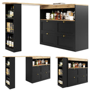 KITCHEN ISLAND EXTENDABLE DINING TABLE WITH STORAGE CABINET BAR BISTRO TABLE