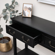Large Black 2 Drawer Console Table storage shelf vintage furniture hallway