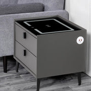 Smart Bedside Table with Light Phone Charging Modern Bedroom Furniture 2 Drawers