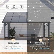 Lean-To Hardtop Gazebo 2.4x3.65m Aluminium Frame, Weatherproof Pergola