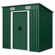 6.5x4ft Metal Garden Shed Green Galvanised Steel Outdoor Storage