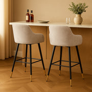Zurich Modern Velvet Padded Bar Stool Chair with Black Metal Legs