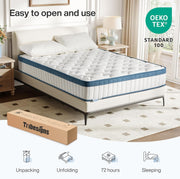 Double Mattress 135cm x190cm, 25cm Deep Memory Foam & Pocket Spring Mattress
