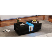 Led Coffee Table with 2 Drawer Storage, High Gloss Coffee Table for Living Room