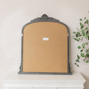 Antique Silver Ornate Arch Overmantle Mirror - 88cm x 100cm