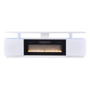 70Inch TV Stand Cabinet High Gloss Electric Fireplace Unit with 12 Colour Flame