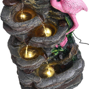 Solar Powered Garden Water Feature Outdoor Water Fountain Cascade with LED Light