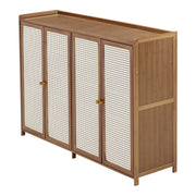 Shoe Cabinet Storage Organizer 4 Rattan Door Cupboard Footwear Stand Wooden Unit