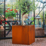 Corten Steel Rectangle Cube Planter Garden Plants Pot In/Outdoor Trough Tub Box