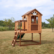 Backyard Discovery Echo Heights Wooden Playhouse Slide Clubhouse Kids 3-10 Yrs