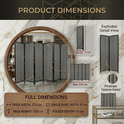 BLACK WOODEN ROOM DIVIDER 6 PANEL SOLID WEAVE FOLDING PRIVACY SCREEN PANELS NEW