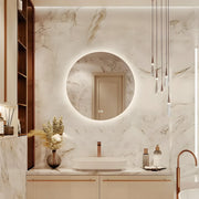 Round LED Bathroom Wall Mirror Demister Illuminated Light Up 500x500 Waterproof