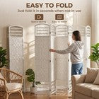 6 Panel Room Divider Folding Privacy Screen with Pine Wood Frame Refurbished