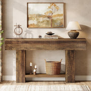 55.1-Inch Farmhouse Console Table Narrow Entryway Table with Storage for Hallway