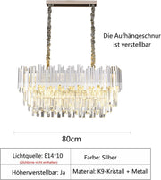 Luxury Crystal Chandelier for Dining Room,10 Lights Modern Crystal Pendant Light
