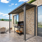 Aluminium Lean to Gazebo Outdoor Metal Harodtop Wall-Mounted Heavy Duty Pergolas