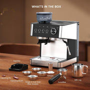 15 Bar Automatic Bean-to-Cup Coffee Machine Built-in Grinder 58mm Coffee Maker