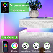 LED Bedside Table with Hidden Drawer , Smart End Table with Charging Station