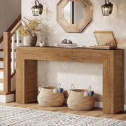 63 Inch Farmhouse Console Table, Long Narrow Wooden Entryway Table for Hallway