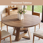 47.24'' Round Dining Table Farmhouse Wooden Kitchen Table with Storage for 4-6