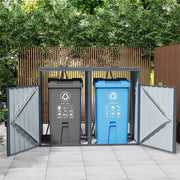 6 5.3ft Metal Bin Shed Triple Wheelie Bin Storage Cover Rubbish Dustbin 2 3 Shed
