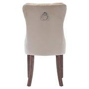 Set of 2 Dining Chairs !SALE! Beige Velvet Button Tufted Upholstered Wood Legs