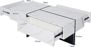 Coffee Table LED Lights with Drawers White High Gloss Modern Living Room