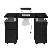 Glass Top Manicure Table Acetone Resistant Nail Desk with 4 Drawers & Cabinet UK