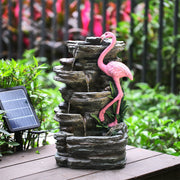 Solar Powered Garden Water Feature Outdoor Water Fountain Cascade with LED Light