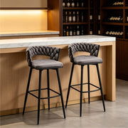 Set of 2 Luxury Grey Bar Stools Kitchen Barstools Bar Chairs With 360° Swivel