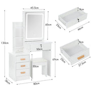 Dressing Table With Drawers Mirror Stool Set Makeup Desk Vanity Table Bedroom