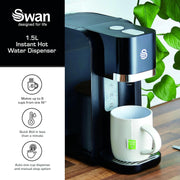 Instant Boiling Water Dispenser 1.5 Litre 2200W Boil Dry Protection Black