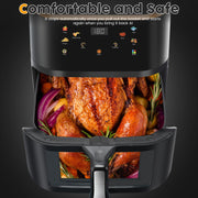 OYAJIA Air Fryer 10L with Easy-View Window, Touch Controls, Nonstick, 6 Function