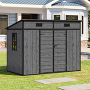 8x4ft Outdoor Large Shed Plastic Garden Tools Bike Storage Shed House SlopedRoof