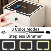 LED Nightstand Smart Bedside Table Modern End Table With USB Ports & Drawer