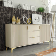 TV Unit Sideboard TV Stand Cabinet Cupboard Storage Milled Fronts Cashmere 140cm