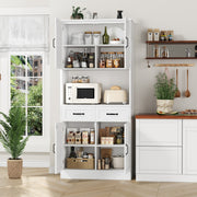 Kitchen Pantry Cupboard, 180 cm Tall Storage Cabinet with Countertop, 4-door