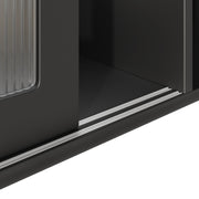 Tall 167cm Kitchen Storage Cabinet w/ App Control LED & Anti-Tip Safety, Black