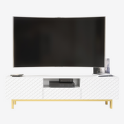 TV Unit TV Stand Sideboard Cabinet Cupboard White Gold Carved Doors 180cm