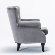 Velvet Accent Chair Scallop Armchair Oyster Back Lounge Tub Chair With Wood Legs