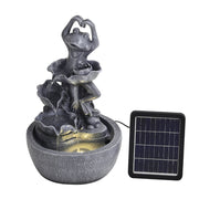 Solar Powered Garden Water Feature Outdoor Water Fountain Cascade with LED Light
