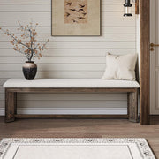 63-Inch Modern Solid Wood Entryway Bench with Upholstered Cushion for Hallway