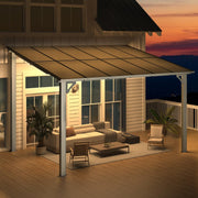 Lean-To Hardtop Gazebo 2.4x3.65m Aluminium Frame, Weatherproof Pergola